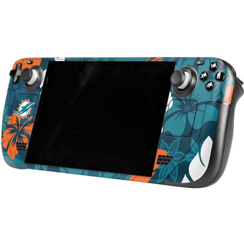 NFL Miami Dolphins Tropical Print Steam Deck Handheld Gaming Computer Skin